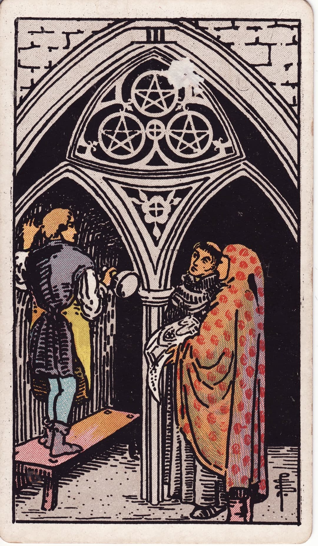 Ilustração da carta Três de Ouros
