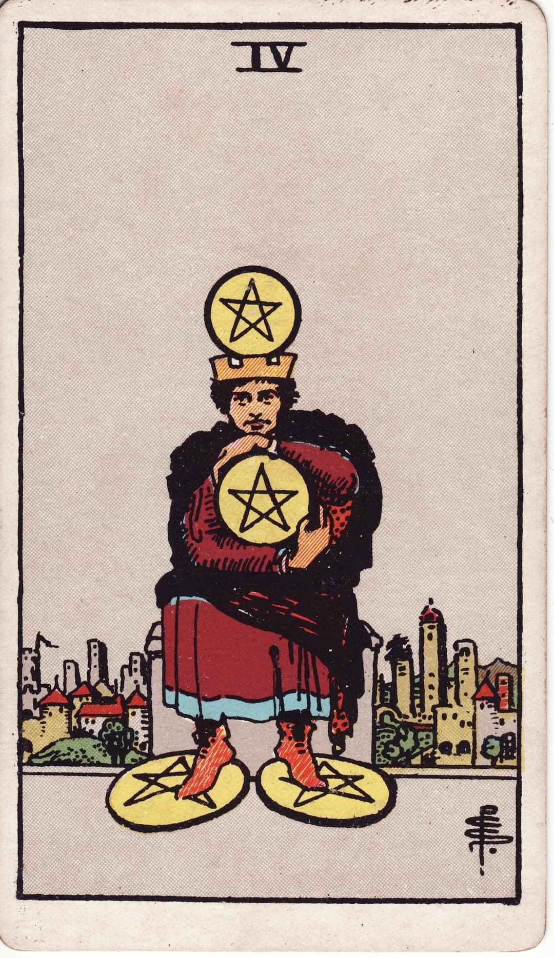 Ilustração da carta Quatro de Ouros