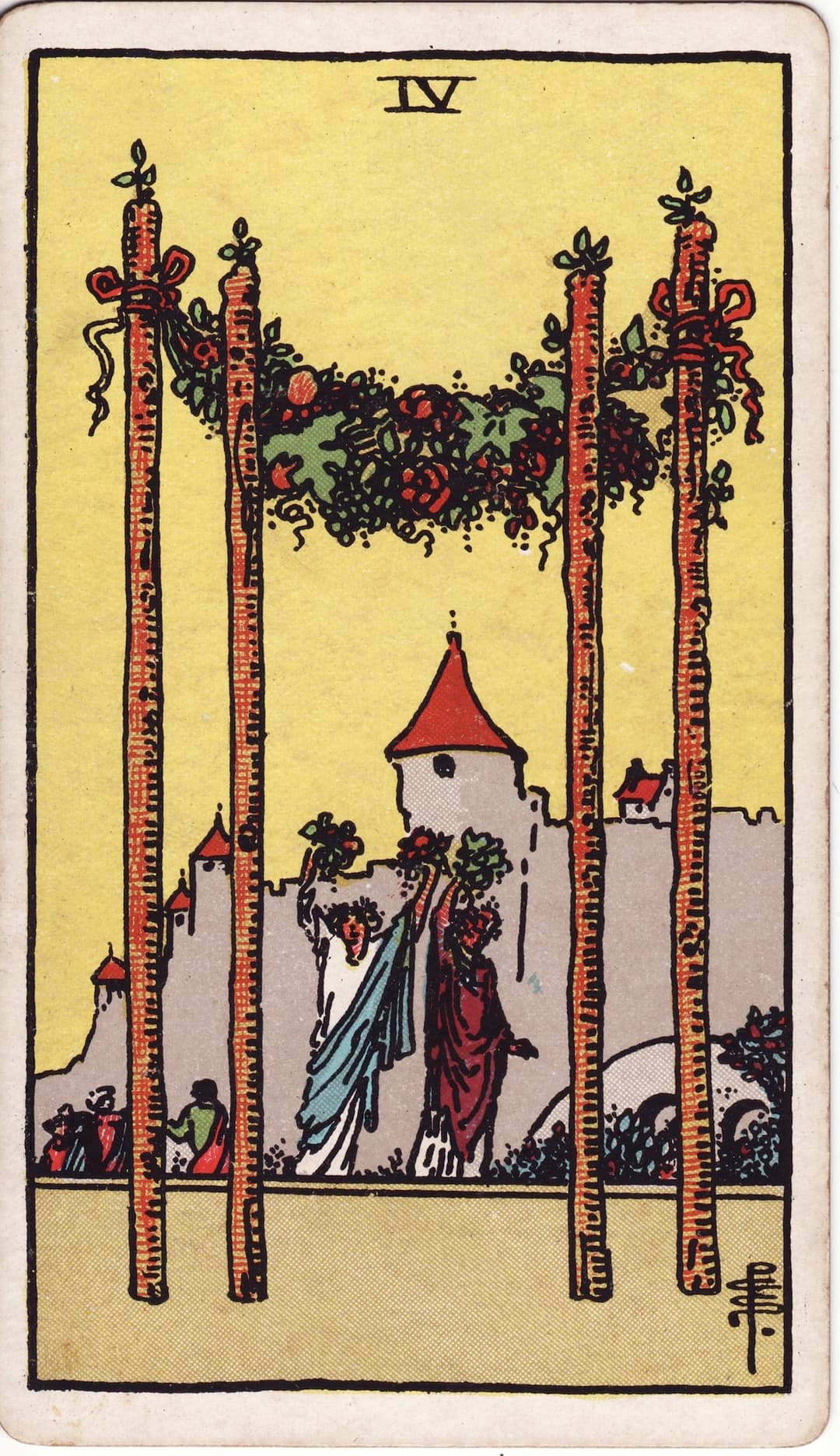 Ilustração da carta Quatro de Paus